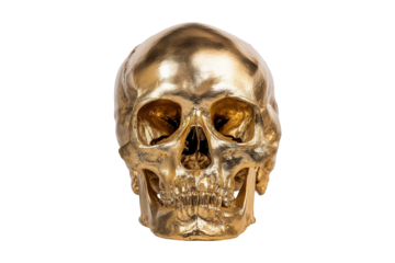 Golden skull sculpture art studio still life indoor close-up
