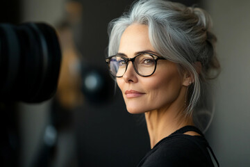 A professional photographer setting up for a photoshoot in a modern studio generative AI