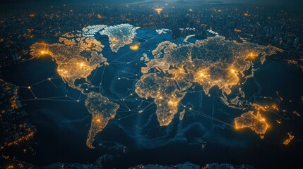 Global network map at night