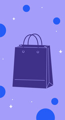 Stylish shopping bag with a modern mood on a soft purple background
