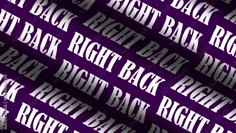 Poster looping right back white text pattern with subtle light and shadow on purple fabric texture