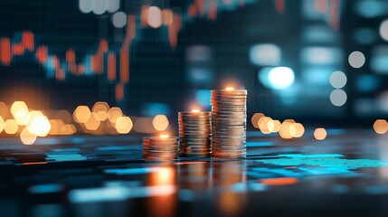 Financial growth strategy digital workspace infographic market analysis aerial view investment opportunities