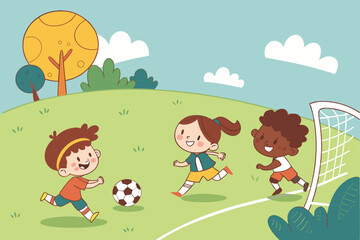 children playing soccer
