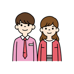 オフィスで働く若い男女の上半身イラスト素材セット＿ベクター＿カラー