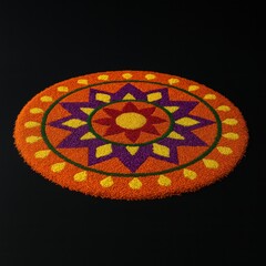 Colorful rangoli design for onam celebration.