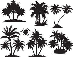 Tropical Silhouette Palm Trees Collection for Island Beach Vibes and Serene Coastal Wall Art Decor