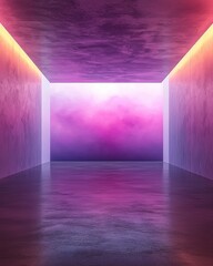 Atmospheric Abstract Room with Vibrant Gradient Light gradient vibrant room light atmospheric purple pink orange colorful futuristic modern minimalist interior space empty glow illuminated concrete