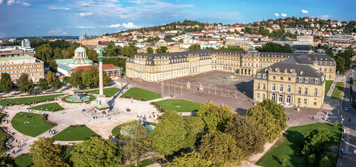 Schlossplatz in Stuttgart, Germany, travel panoramic landscape