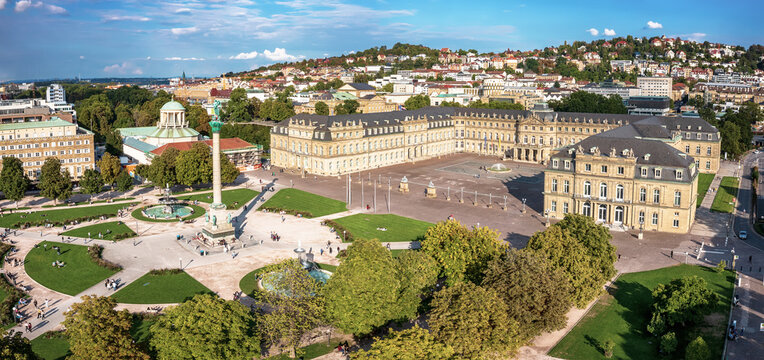 Schlossplatz in Stuttgart, Germany, travel panoramic landscape