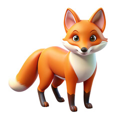 Cute 3D Cartoon Fox Isolated - Forest Animal Character
