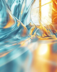 Liquid Light Flow Abstract Background abstract background liquid flow light texture pattern fluid wave swirl curve shiny metallic reflective render digital art gradient teal blue cyan orange gold warm
