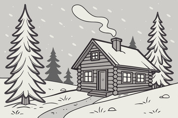 Fototapeta premium winter landscape with houses