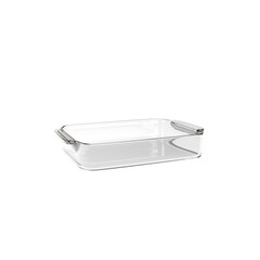 Large Rounded Rectangle Clear Glass Baking Dish With Handles Isolated on White Background