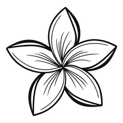 Black and White Jasmine Flower Silhouette Isolated on White Background