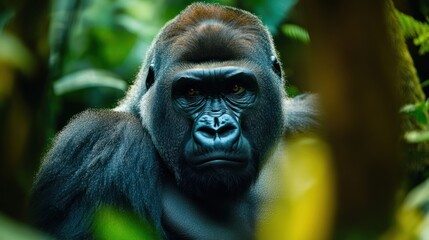 Obraz premium Gorilla in lush jungle (1)