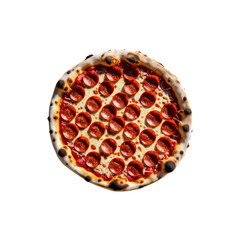 Delicious Pepperoni Pizza with Charred Crust - Overhead Shot