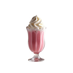 Delicious Strawberry Milkshake with Whipped Cream in Elegant Glass