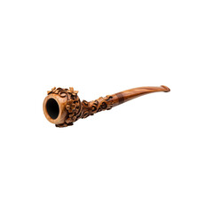  Classic Wooden Smoking Pipe with Curved Stem Isolated on White Background