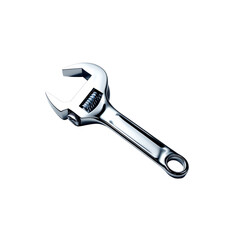 Shiny Chrome Adjustable Wrench on Transparent Background Tool for Repair and Maintenance