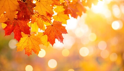 Fototapeta premium Autumn Maple Leaves with Bokeh
