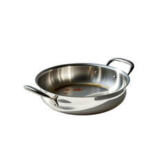 Stainless Steel Frying Pan with Food Residue After Cooking