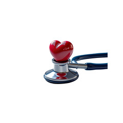 Red Heart on Stethoscope Symbol of Healthcare and Cardiology