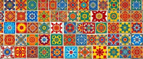 Vibrant, patterned vintage Turkish ceramic tiles create a colorful wall backdrop,   antique,   blue tiles