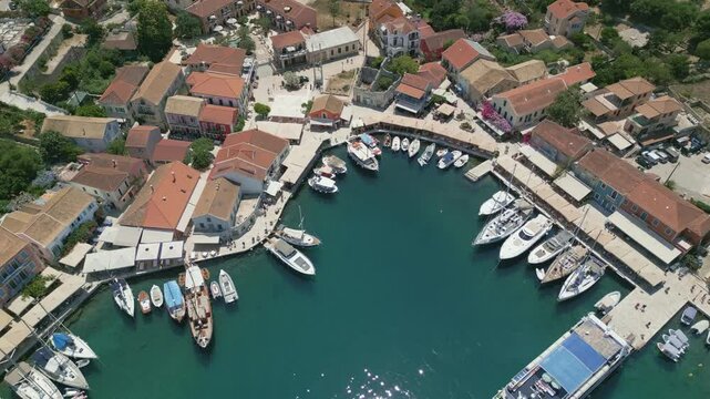 Aerial Footage of Fiskardo Village in Kefalonia, Greece