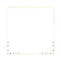 Gold gradient thin line with stars square frame element..