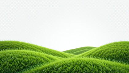3D illustration of green grass isolated on transparent background,green grassy hills for poster banner cover design
