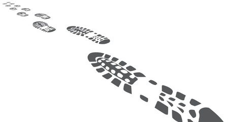 footprint shoe sole tracking path on transparent background, shoe footprint path vector illustration