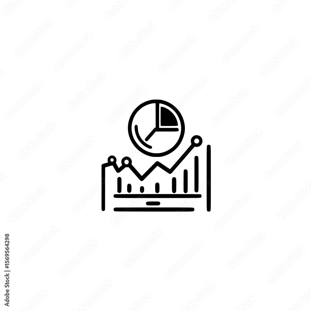 Poster Vector Icon of Bar Chart and Pie Chart Representing Data Visualization and Statistical Analysis