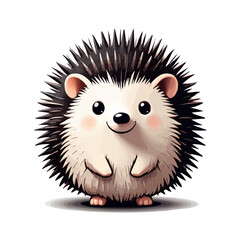 Cute funny hedgehog on a white background