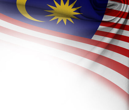 White background with tangled fabric with Malaysia flag