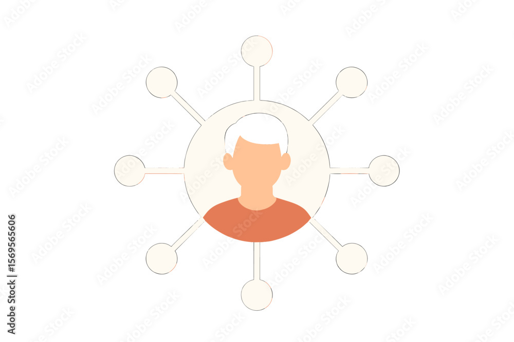 Poster user network icon for social media profile. customer hub for crm. personal data connection concept. 