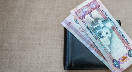 United Arab Emirates Currency 50 Dirhams. United Arab Emirates central bank.