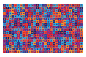 The seamless colorful tile pattern in vector style adds energy and personality to walls or floors, suitable for creative, fun, or expressive spaces.