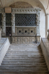 Ornate Historical Architecture Interior With Stone Stairs and Decorative Facade
