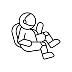 Astronaut In Gravity Zero Space Line Icon