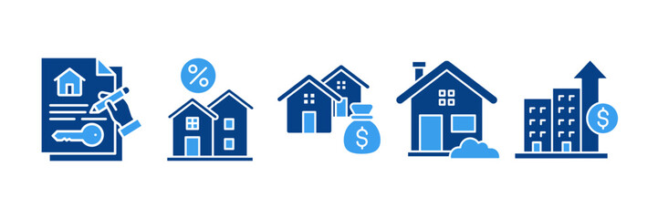 Property Investment Icon Set Multiple Style Collection, Containing design Real Estate, House, Mortgage, Property Development