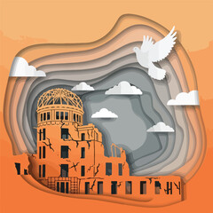 Atomic Bomb Dome Hiroshima Paper Cut Art Depicting Peace and Remembrance
