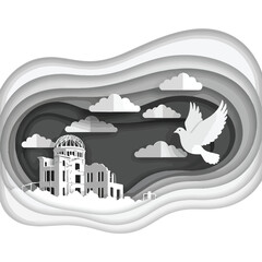 Hiroshima Atomic Bomb Dome Paper Cut Art Symbol of Peace and Remembrance
