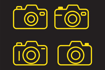 Camera icon set. photo camera in flat style symbol. photography camera line art signs, vector illustration