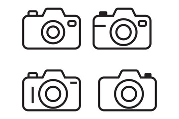 Camera icon set. photo camera in flat style symbol. photography camera line art signs, vector illustration