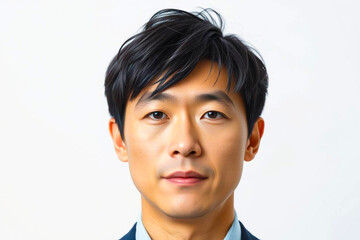 ハンサムな日本人男性のプロフェッショナルなスタジオポートレート。洗練された表情と高品質なライティングの肖像写真