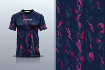Sport jersey template mockup line texture grunge rustic abstract vector design for football soccer, racing, running, e sports, gray pink blue color