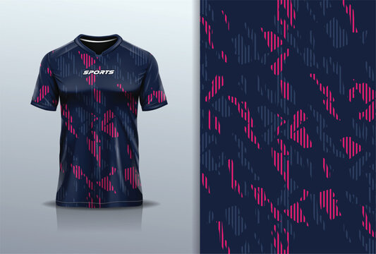 Sport jersey template mockup line texture grunge rustic abstract vector design for football soccer, racing, running, e sports, gray pink blue color