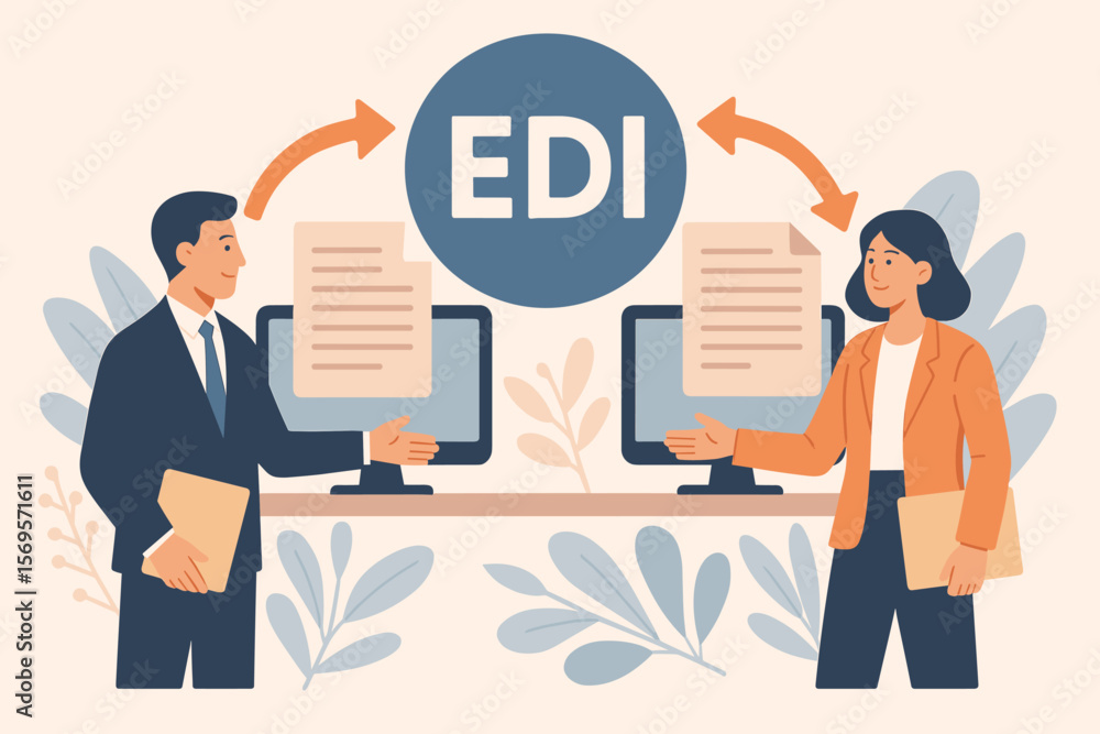Aufkleber electronic data interchange edi concept. platform for exchanging digital business documents between 