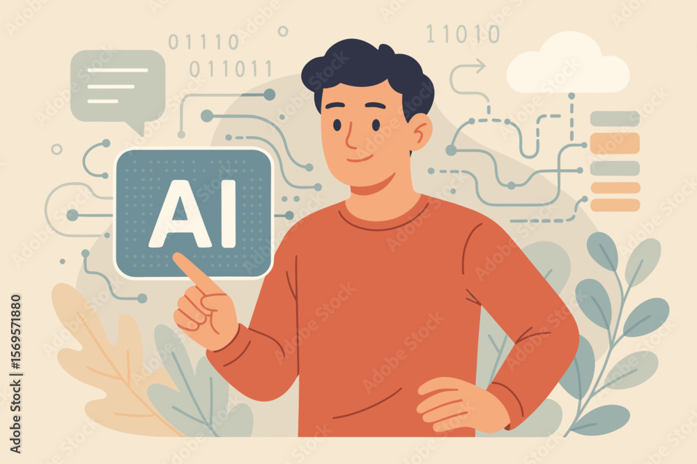 Poster artificial intelligence llm concept, generative ai, big data, data mining, natural language processi