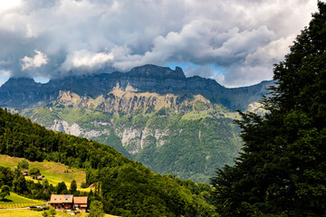 Switzerland, Swiss Alps, Canton St. Gallen, Churfirsten group, Frümsel and Hinterrugg in summer....